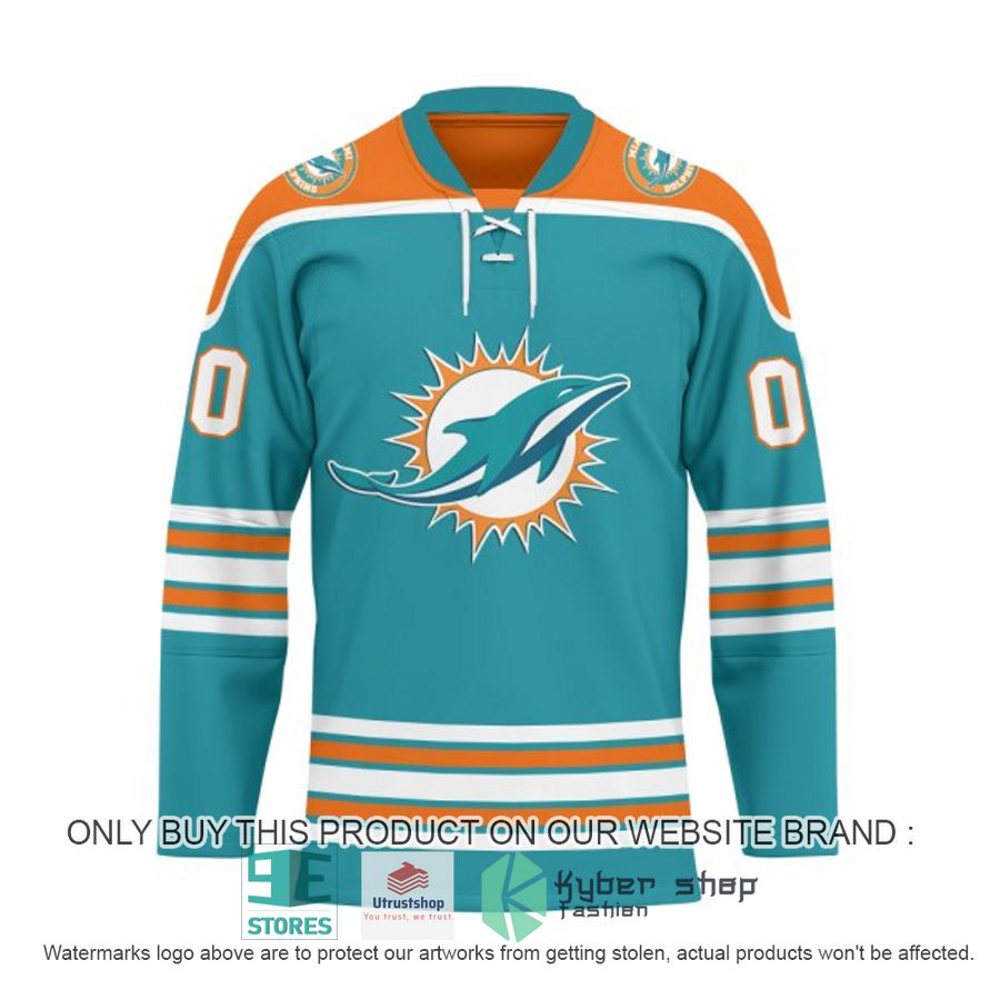NEW Miami Dolphins Custom Name Hockey Jersey 2 personalized nfl miami dolphins logo hockey jersey 2 43035