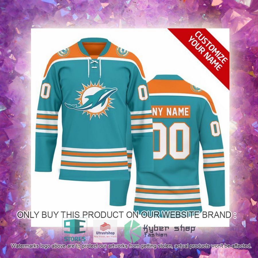 NEW Miami Dolphins Custom Name Hockey Jersey 4 personalized nfl miami dolphins logo hockey jersey 4 23591