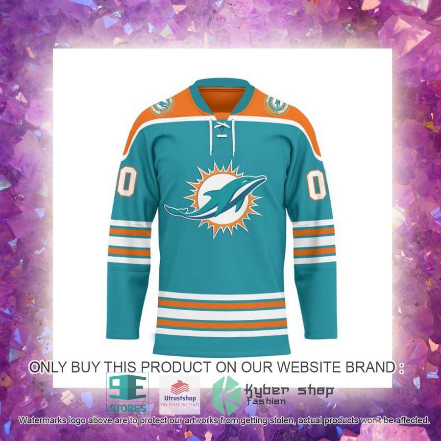 NEW Miami Dolphins Custom Name Hockey Jersey 5 personalized nfl miami dolphins logo hockey jersey 5 42950