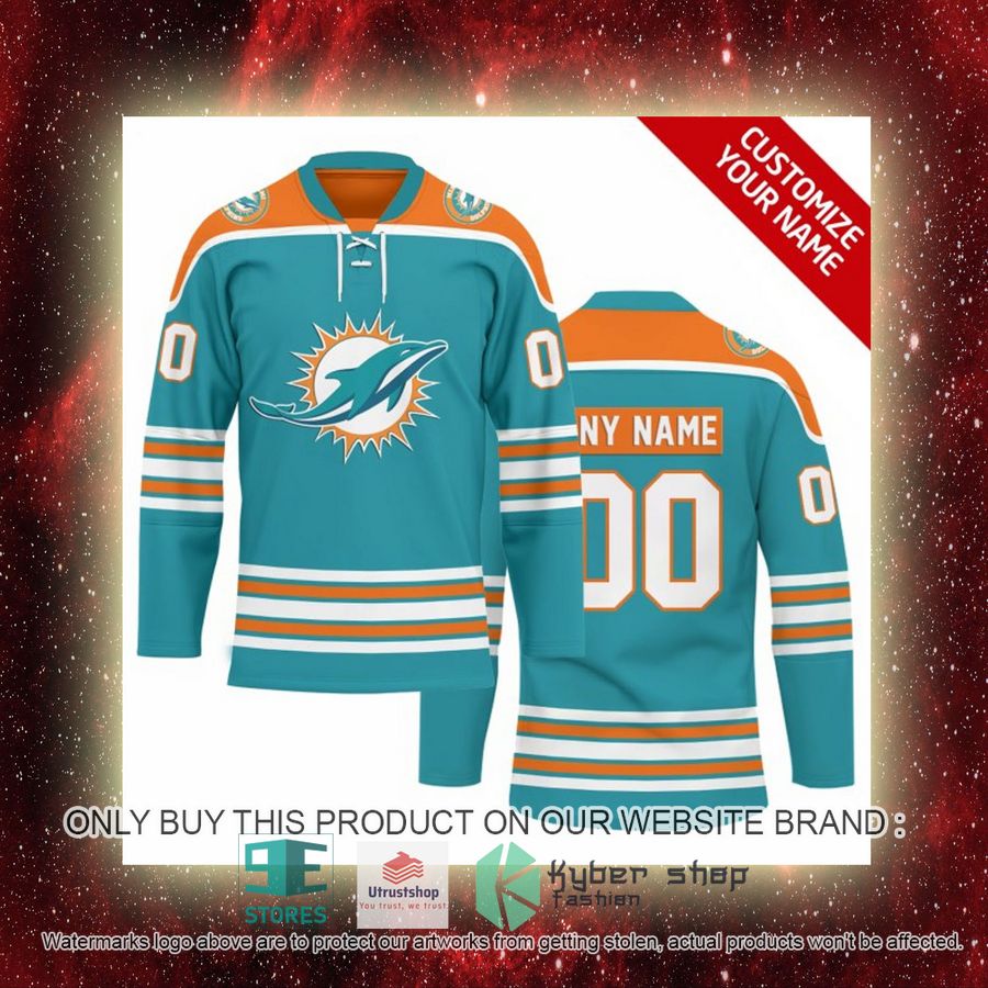 NEW Miami Dolphins Custom Name Hockey Jersey 7 personalized nfl miami dolphins logo hockey jersey 7 42914
