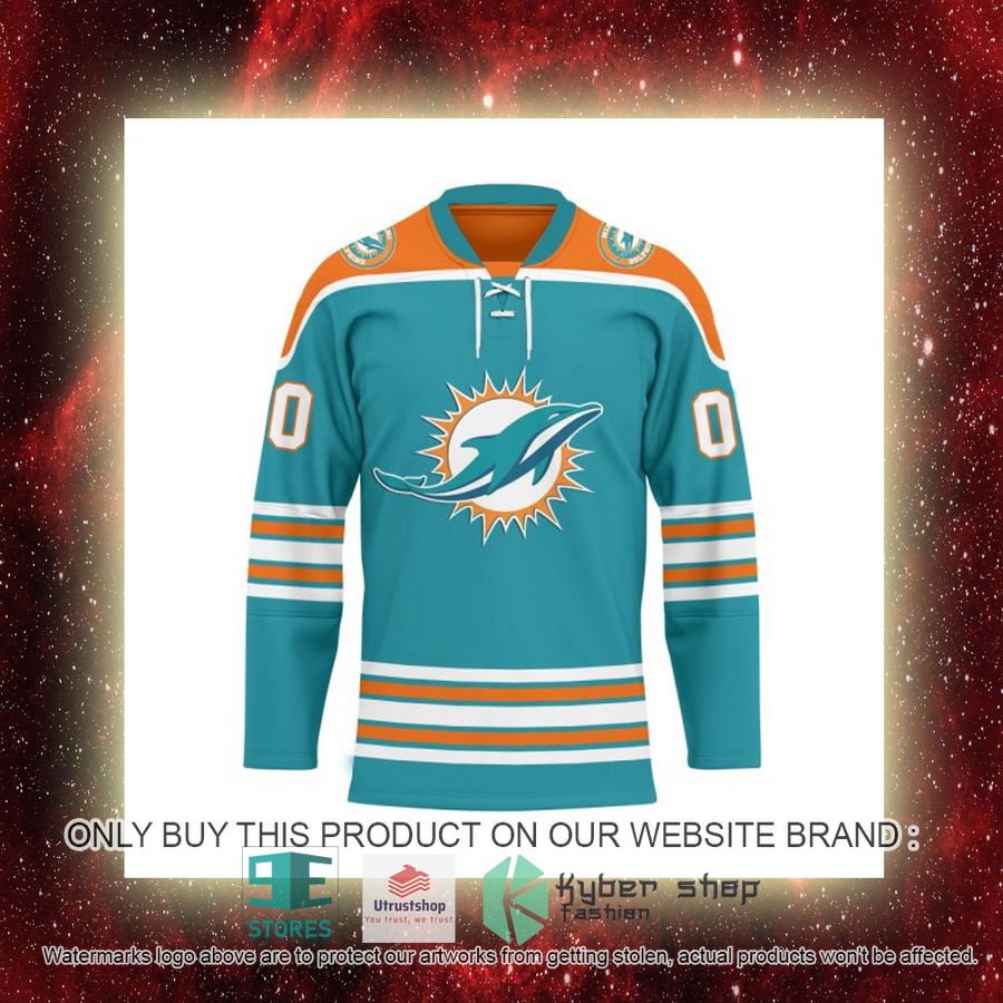 NEW Miami Dolphins Custom Name Hockey Jersey 8 personalized nfl miami dolphins logo hockey jersey 8 57622