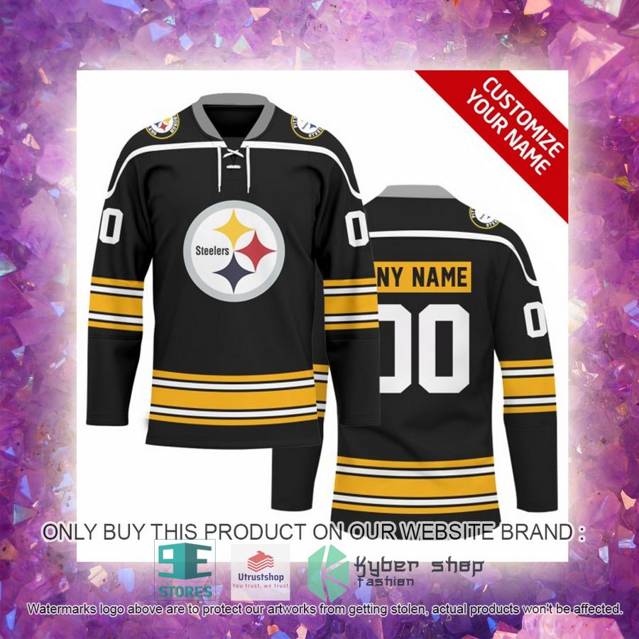 NEW Pittsburgh Steelers Custom Name Hockey Jersey 4 personalized nfl pittsburgh steelers logo hockey jersey 4 99546