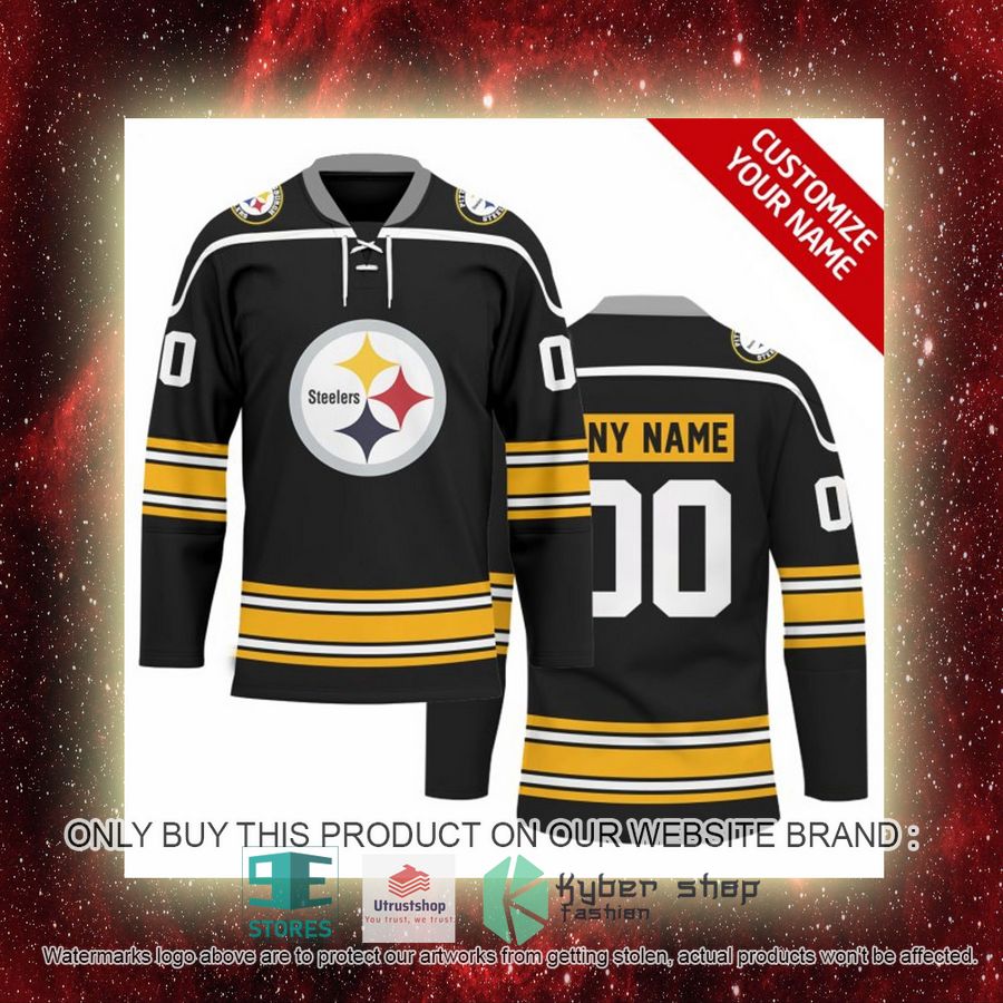 NEW Pittsburgh Steelers Custom Name Hockey Jersey 7 personalized nfl pittsburgh steelers logo hockey jersey 7 82472
