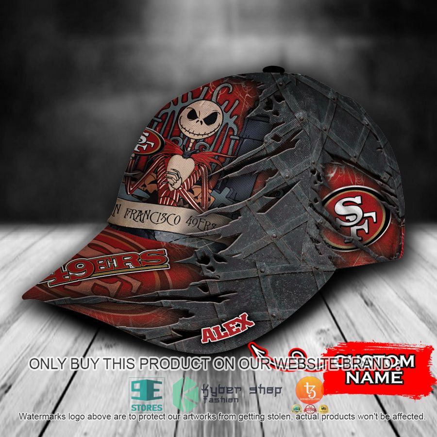 HOT San Francisco 49Ers Jack Skellington Personalized NFL Cap 3 personalized nfl san francisco 49ers jack skellington cap 3 19158