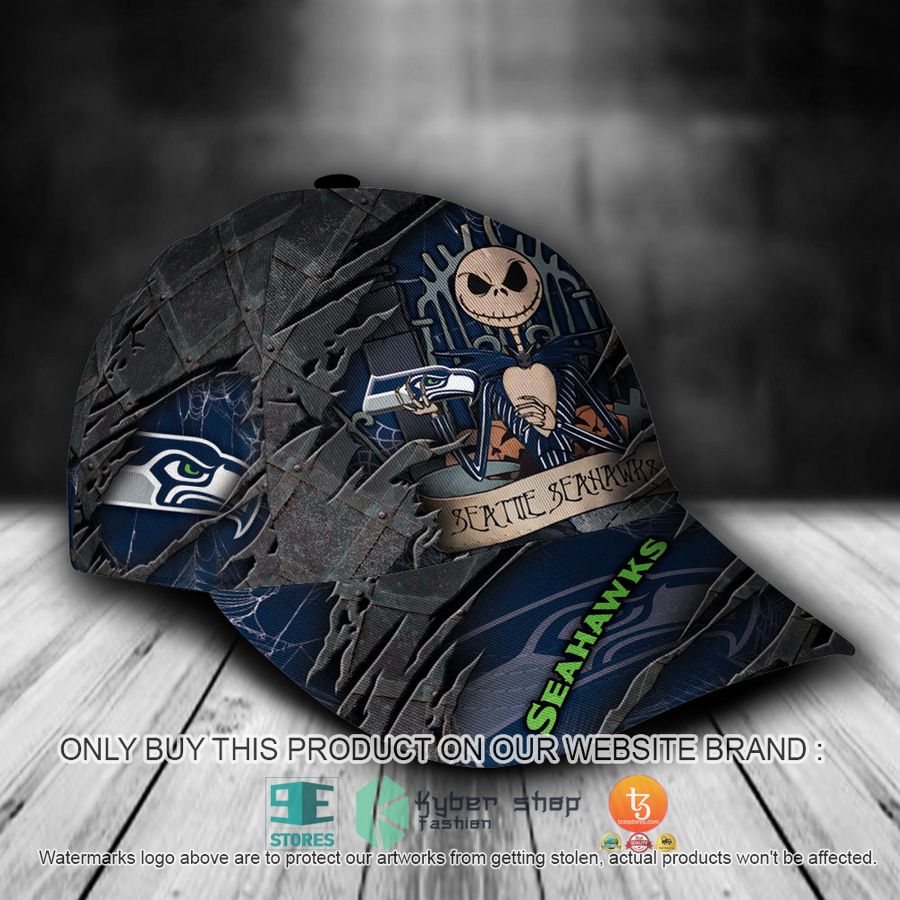 HOT Seattle Seahawks Jack Skellington Personalized NFL Cap 2 personalized nfl seattle seahawks jack skellington cap 2 13684