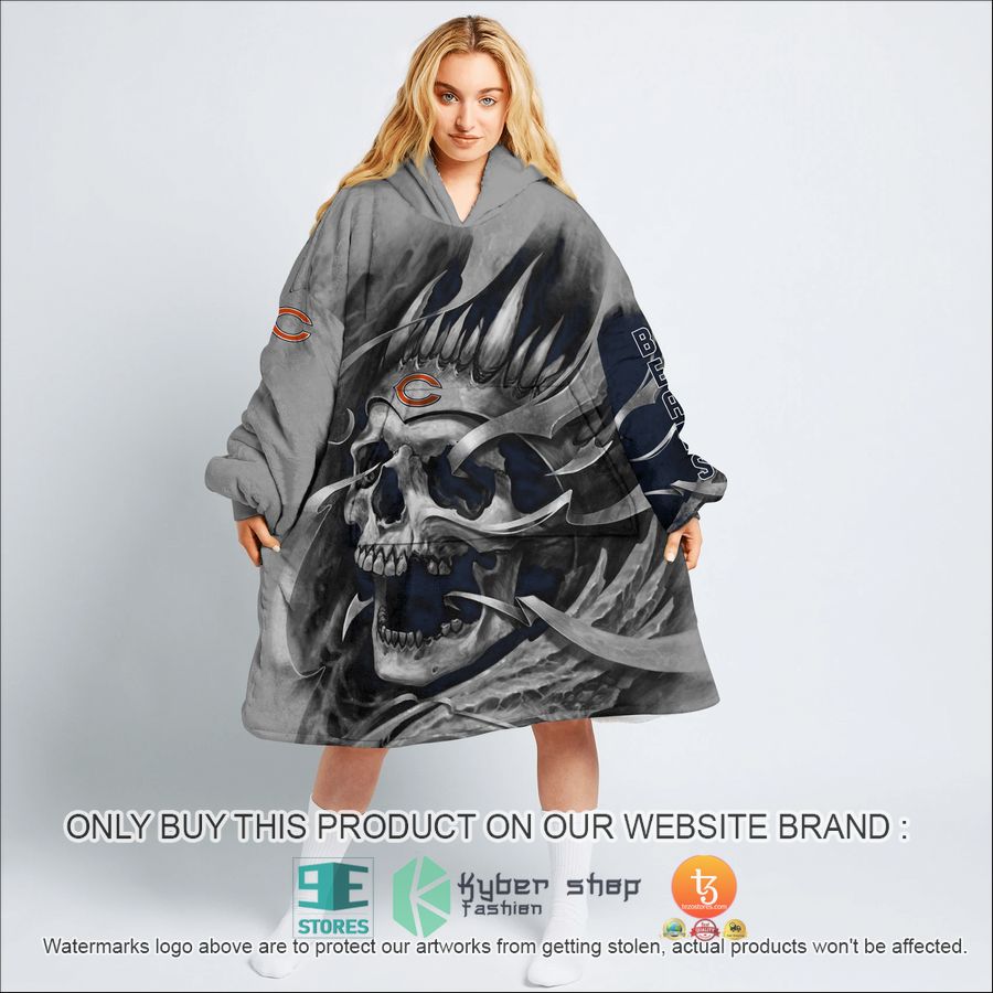 NEW Skull Chicago Bears Custom Name Fleece Hoodie Blanket 2 personalized nfl skull chicago bears sherpa hoodie blanket 2 54649