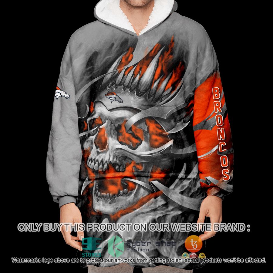 NEW Skull Denver Broncos Custom Name Fleece Hoodie Blanket 4 personalized nfl skull denver broncos sherpa hoodie blanket 4 81635
