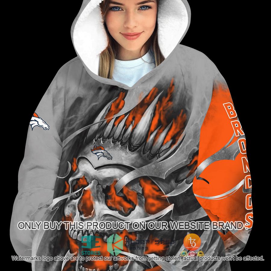 NEW Skull Denver Broncos Custom Name Fleece Hoodie Blanket 5 personalized nfl skull denver broncos sherpa hoodie blanket 5 22371