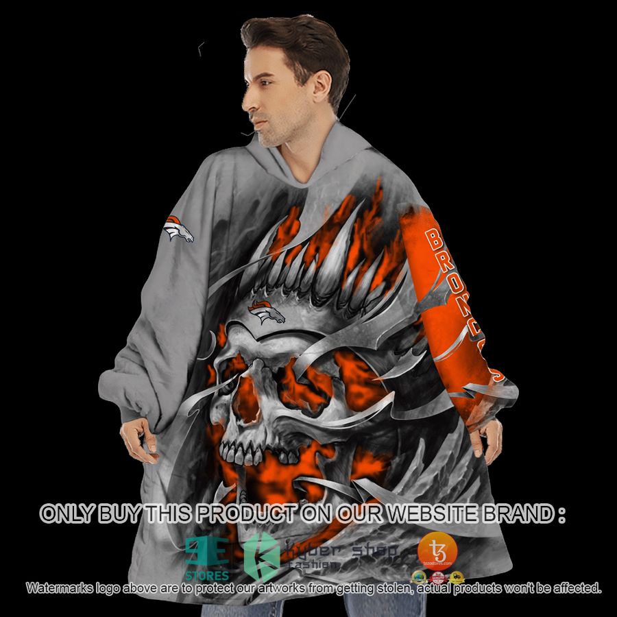 NEW Skull Denver Broncos Custom Name Fleece Hoodie Blanket 6 personalized nfl skull denver broncos sherpa hoodie blanket 6 86966