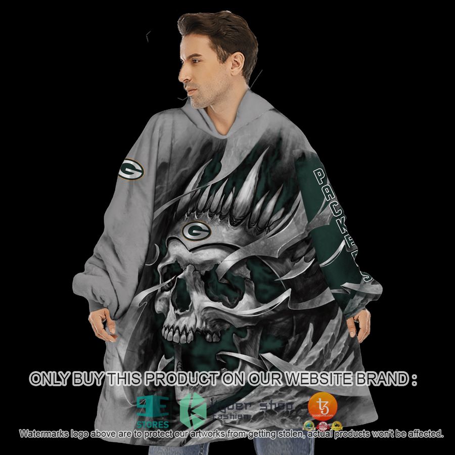 NEW Skull Green Bay Packers Custom Name Fleece Hoodie Blanket 6 personalized nfl skull green bay packers sherpa hoodie blanket 6 41454