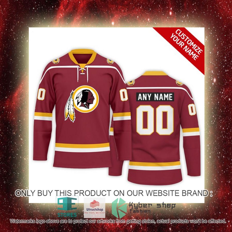 NEW Washington Commanders Custom Name Hockey Jersey 7 personalized nfl washington commanders logo hockey jersey 7 24008