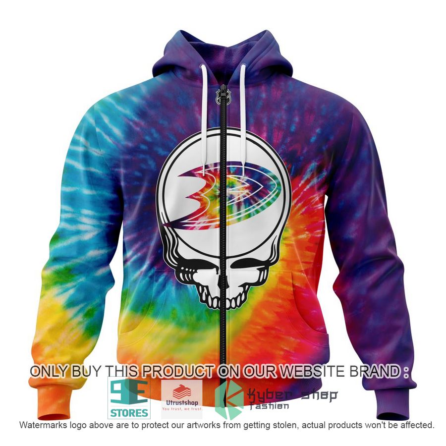 NEW Personalized Grateful Dead Anaheim Ducks Tie Dye Hoodie, Shirt 2 personalized nhl anaheim ducks grateful dead tie dye 3d shirt hoodie 2 27510