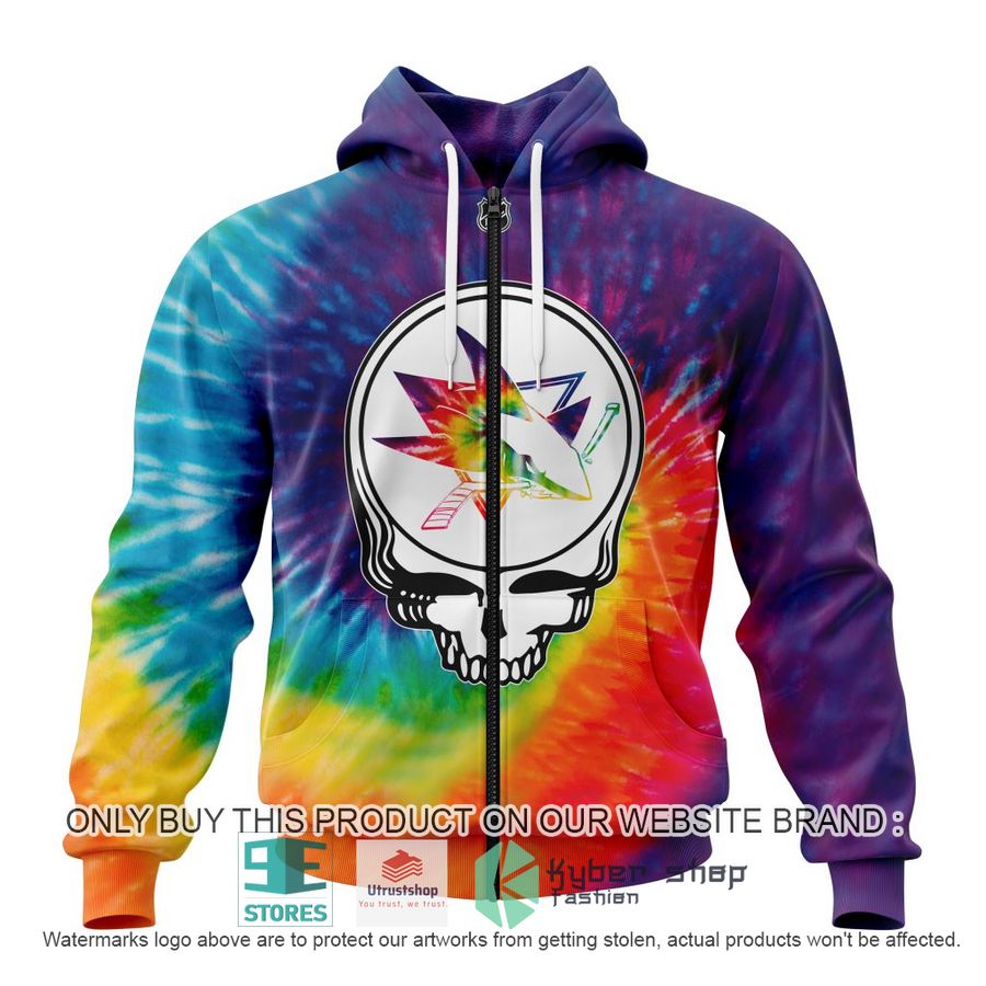 NEW Personalized Grateful Dead San Jose Sharks Tie Dye Hoodie, Shirt 2 personalized nhl san jose sharks grateful dead tie dye 3d shirt hoodie 2 9225