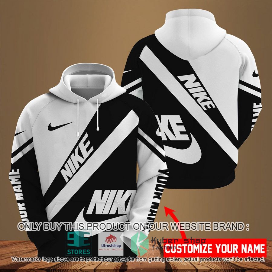 personalized nike logo brand black white 3d hoodie 1 90626
