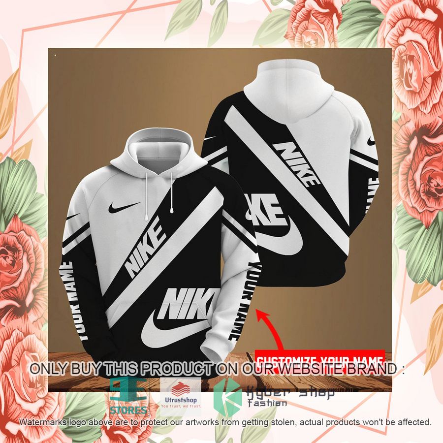 NEW Personalized Nike logo brand black white Full Print Hoodie 2 personalized nike logo brand black white 3d hoodie 2 5941