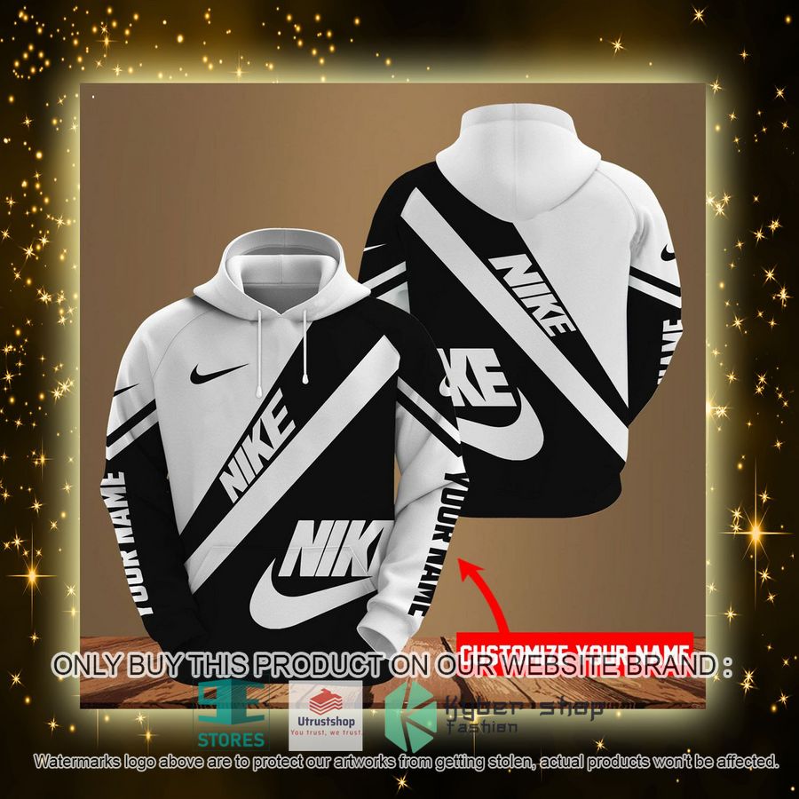 NEW Personalized Nike logo brand black white Full Print Hoodie 4 personalized nike logo brand black white 3d hoodie 4 22055