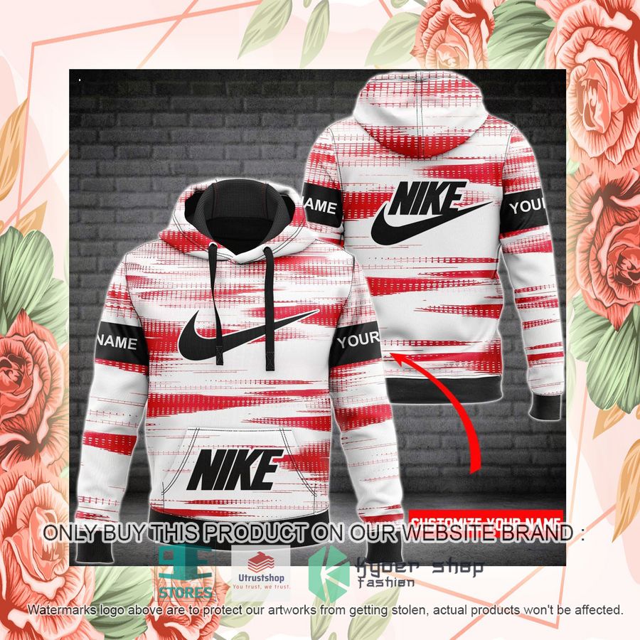 NEW Personalized Nike logo white red Full Print Hoodie 2 personalized nike logo white red 3d hoodie 2 45334