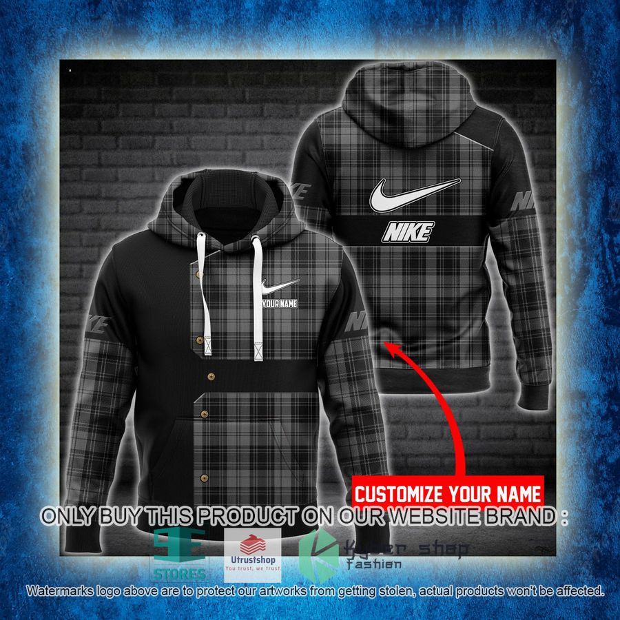 NEW Personalized Nike Plaid black Full Print Hoodie 3 personalized nike plaid black 3d hoodie 3 12788