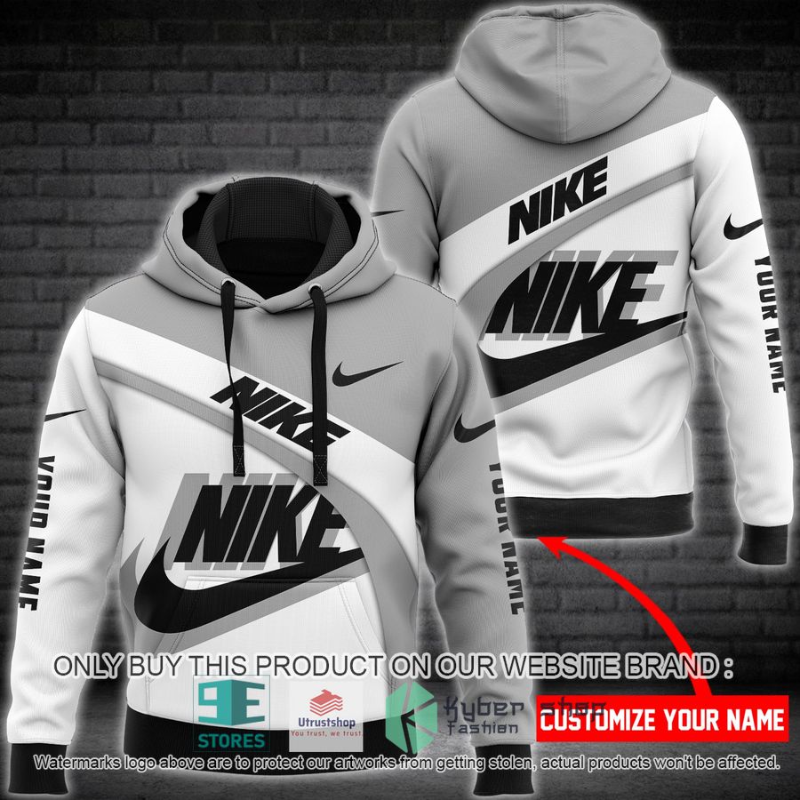 personalized nike white grey 3d hoodie 1 8593