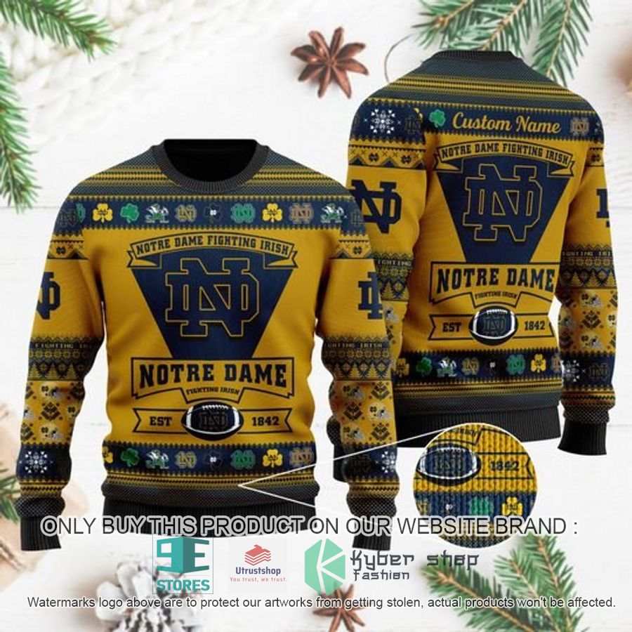 personalized notre dame fighting irish football ugly chrisrtmas sweater 1 4971