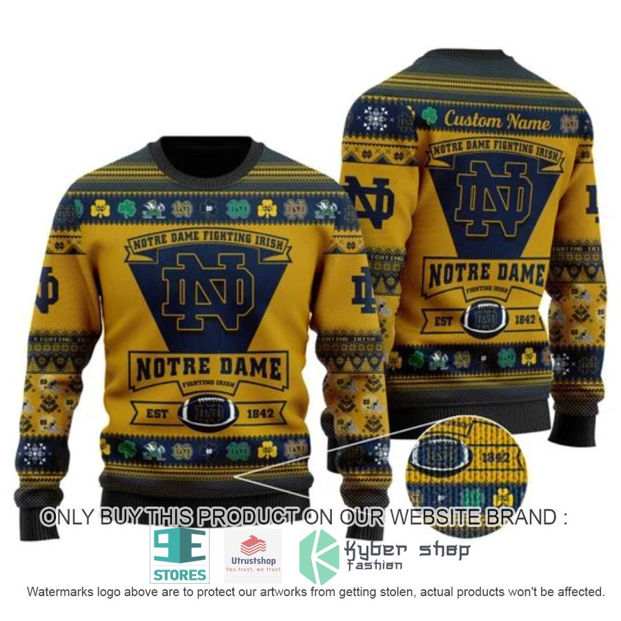 personalized notre dame fighting irish football ugly chrisrtmas sweater 2 43045