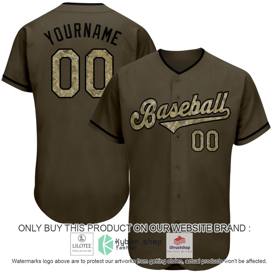 personalized olive camo black salute to service baseball jersey 1 13793