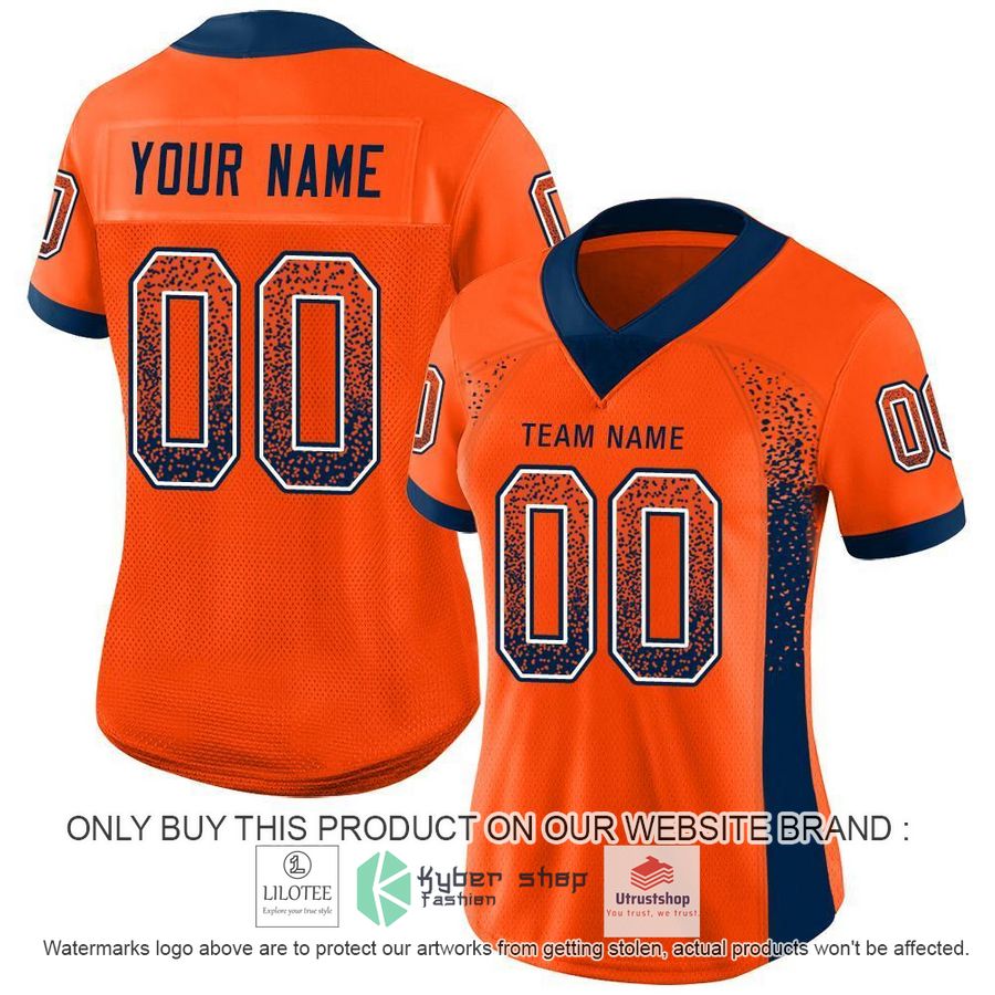 NEW Orange Navy White Mesh Drift CUSTOM Football Shirt 2 personalized orange navy white mesh drift football jersey 2 43455