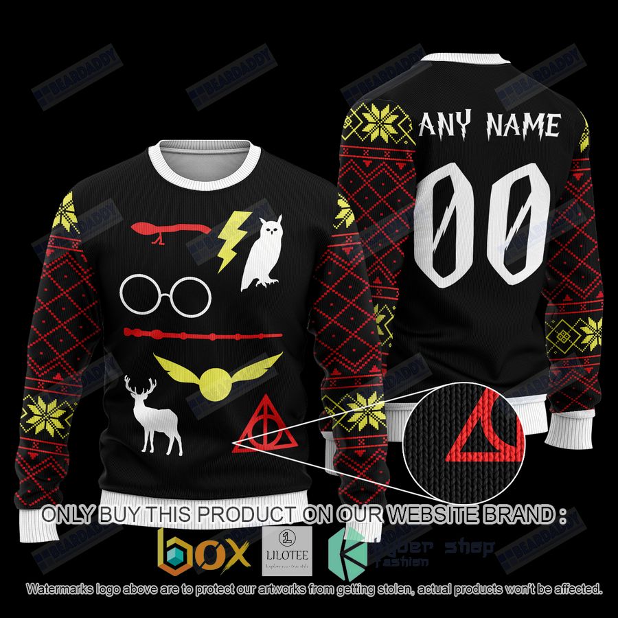 personalized owl deathly hallows wool sweater 1 5056