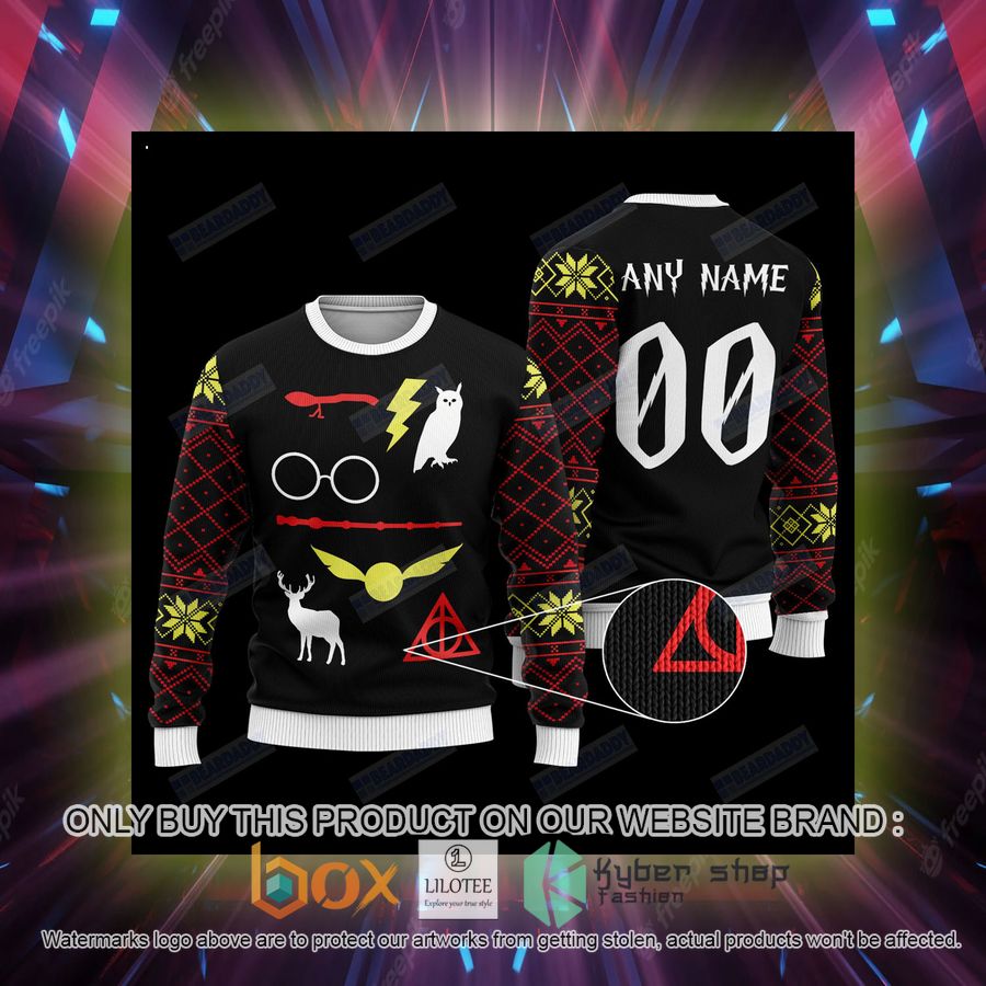 personalized owl deathly hallows wool sweater 2 38587