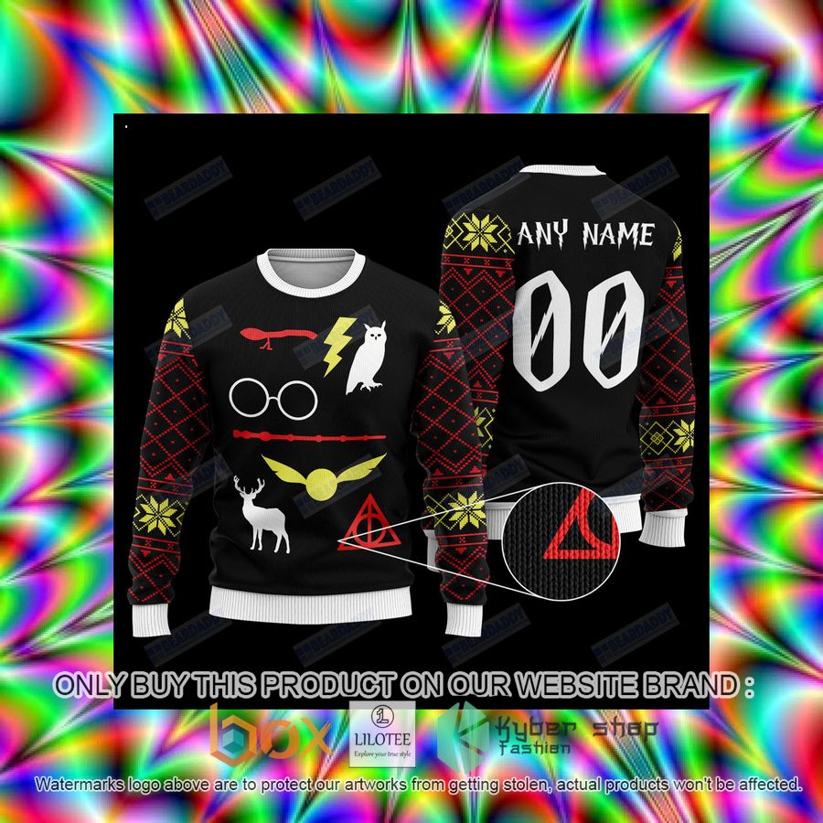Personalized Owl Deathly Hallows Wool Sweater 3 personalized owl deathly hallows wool sweater 3 44456
