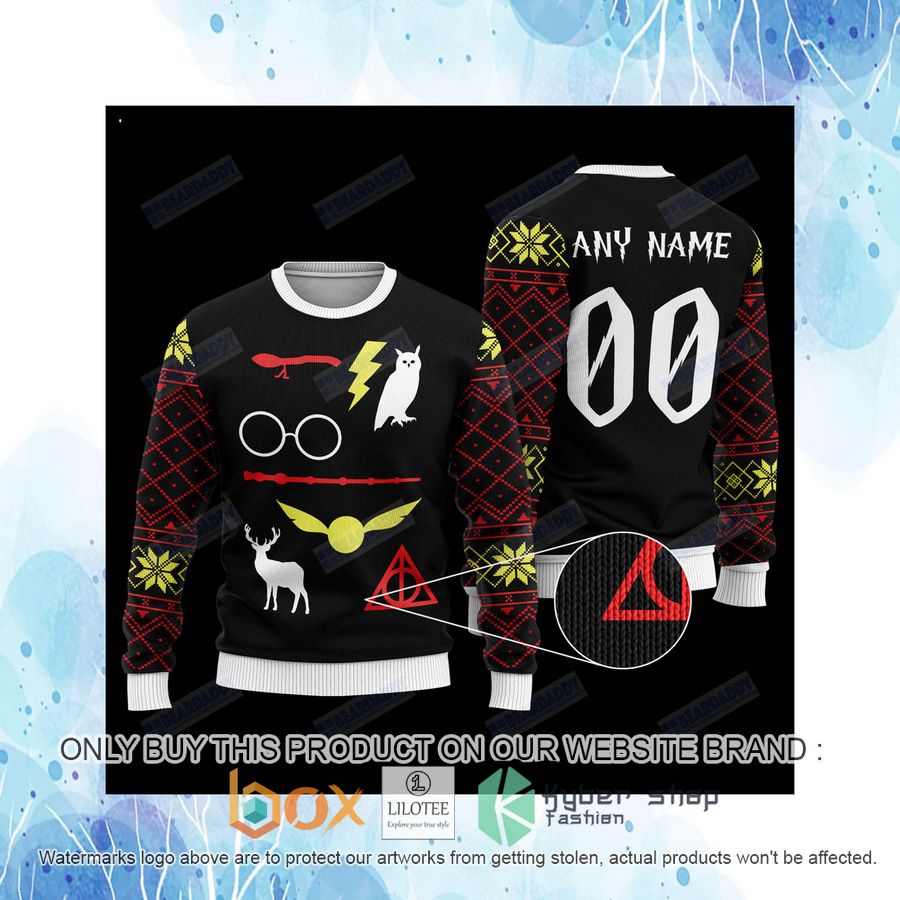 Personalized Owl Deathly Hallows Wool Sweater 4 personalized owl deathly hallows wool sweater 4 23412