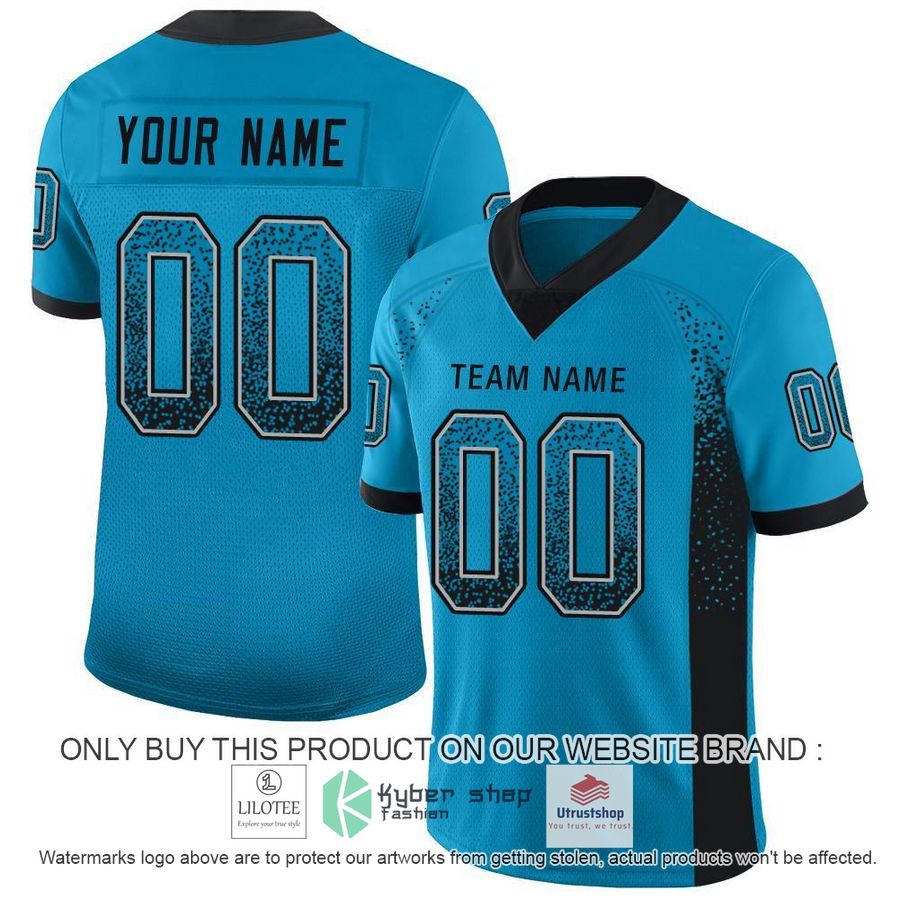 personalized panther blue black light gray mesh drift football jersey 1 10646