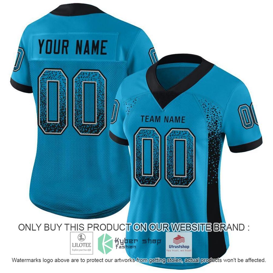 NEW Panther Blue Black Light Gray Mesh Drift CUSTOM Football Shirt 2 personalized panther blue black light gray mesh drift football jersey 2 10780
