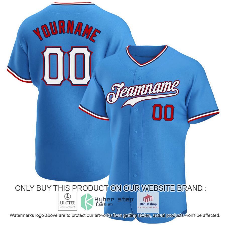 personalized powder blue white red baseball jersey 1 66969