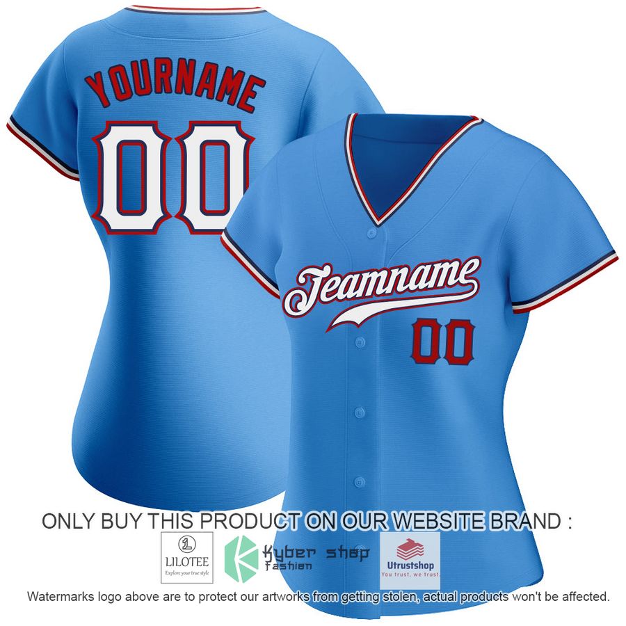 NEW Powder Blue White Red CUSTOM Baseball Shirt 2 personalized powder blue white red baseball jersey 2 78746