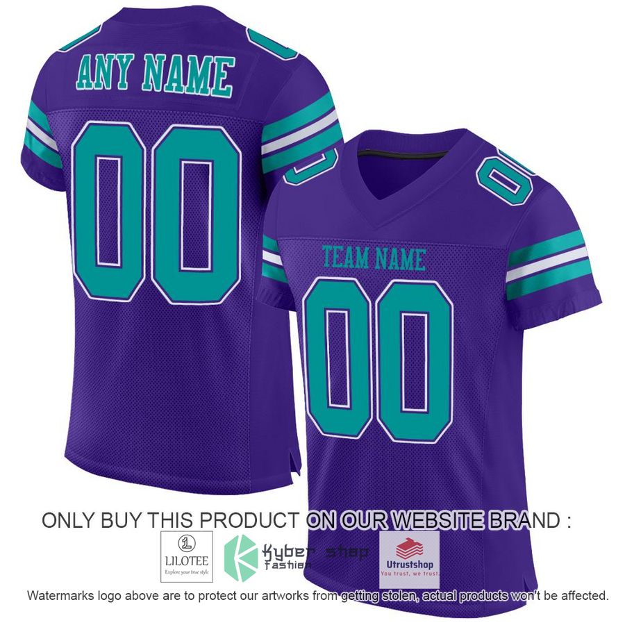 NEW Purple Aqua-White CUSTOM Football Shirt 1 personalized purple aqua white football jersey 1 14282