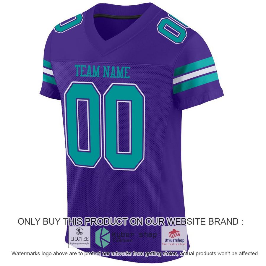 NEW Purple Aqua-White CUSTOM Football Shirt 2 personalized purple aqua white football jersey 2 15287