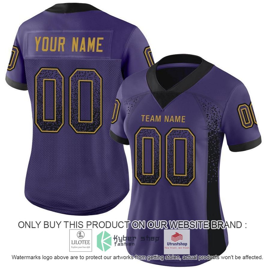 NEW Purple Black Old Gold Mesh Drift CUSTOM Football Shirt 2 personalized purple black old gold mesh drift football jersey 2 68643