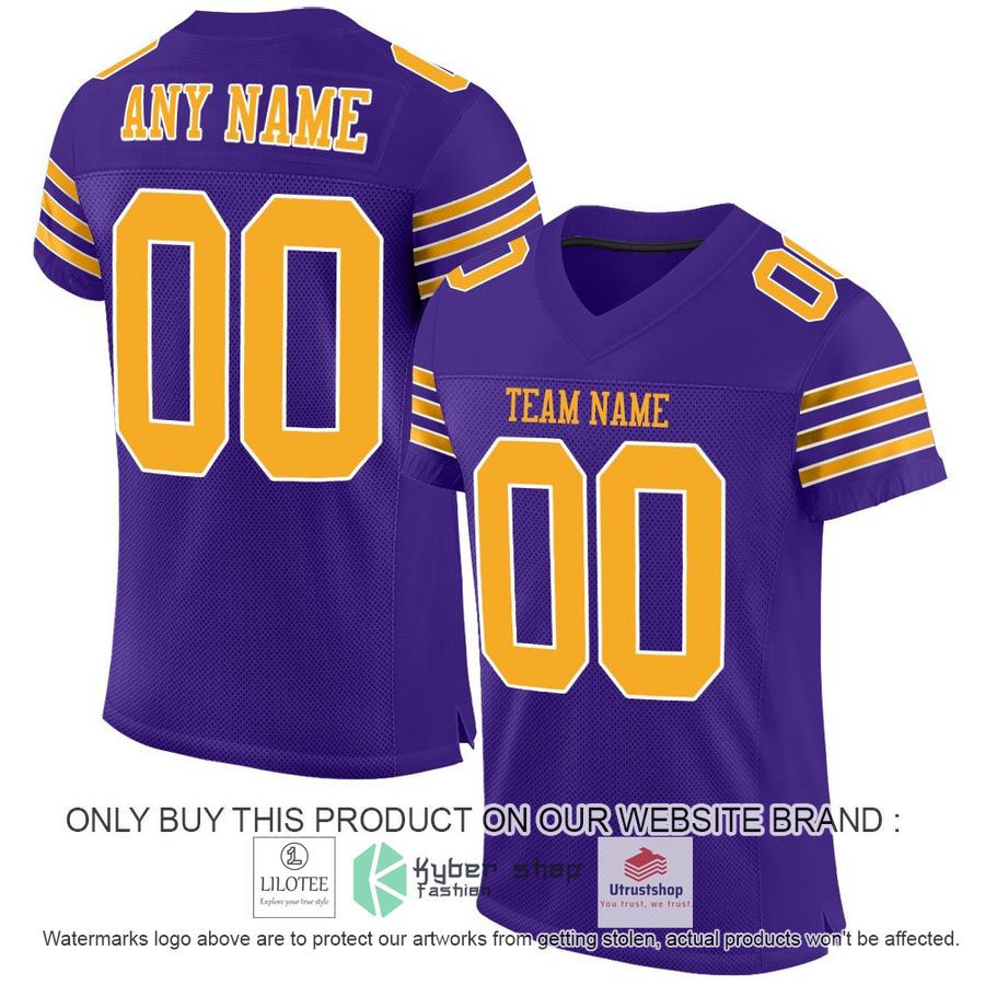 NEW Purple Gold-White CUSTOM Football Shirt 7 personalized purple gold white football jersey 1 67799