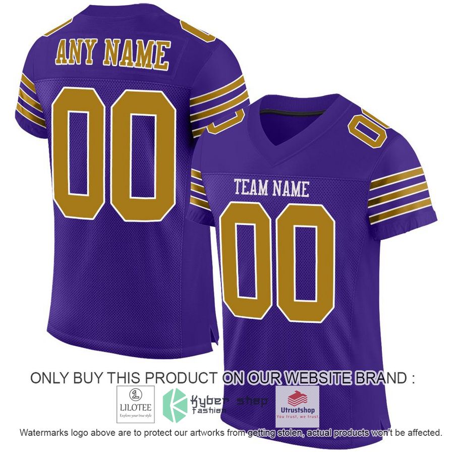 NEW Purple Old Gold-White CUSTOM Football Shirt 6 personalized purple old gold white football jersey 1 83421