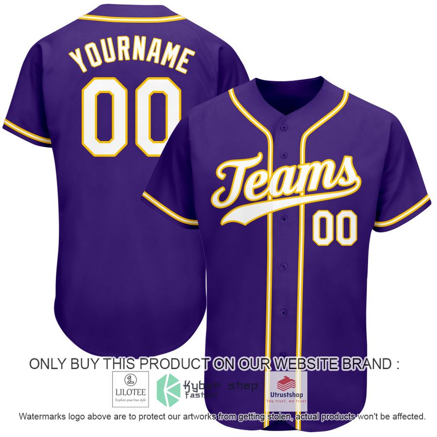 personalized purple white gold baseball jersey 1 83362