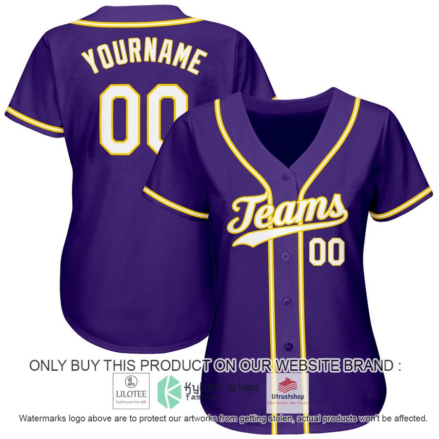 NEW Purple White Gold CUSTOM Baseball Shirt 2 personalized purple white gold baseball jersey 2 22907