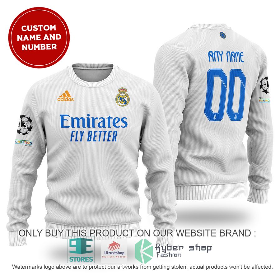 personalized real madrid fc emirates fly better white sweater 1 878