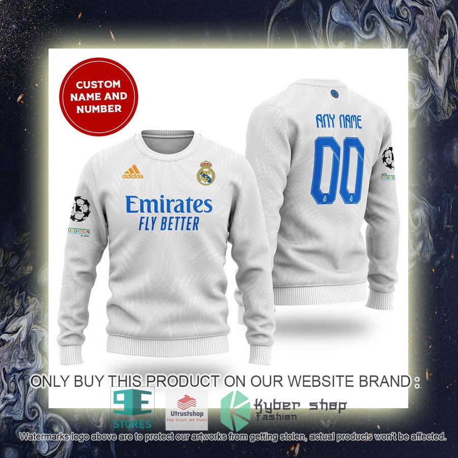 NEW Personalized Real Madrid FC white Sweater 4 personalized real madrid fc emirates fly better white sweater 4 56860