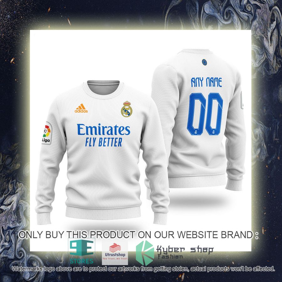NEW Personalized Real Madrid FC La Liga white Sweater 6 personalized real madrid fc la liga emirates fly better white sweater 6 52212