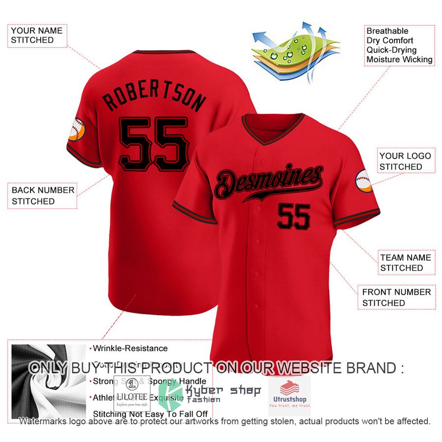 NEW Red Black CUSTOM Baseball Shirt 3 personalized red black baseball jersey 3 3698