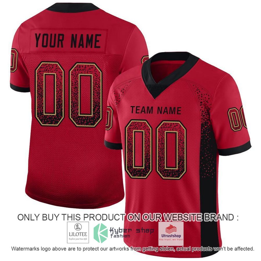 personalized red black old gold mesh drift football jersey 1 96852