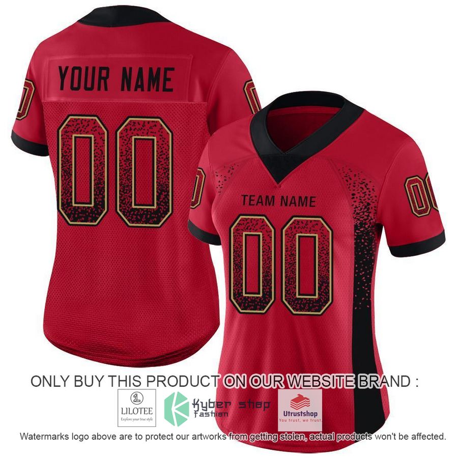 NEW Red Black Old Gold Mesh Drift CUSTOM Football Shirt 2 personalized red black old gold mesh drift football jersey 2 44947