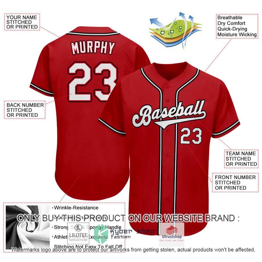 NEW Red White Black CUSTOM Baseball Shirt 3 personalized red white black baseball jersey 3 3720