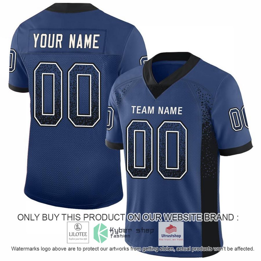 personalized royal black white mesh drift football jersey 1 46068